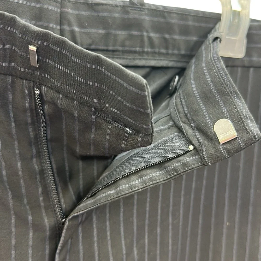 Perry Ellis Black Pinstripe 4 Pocket Flat Front Straight Dress Pants Men 33 x 30